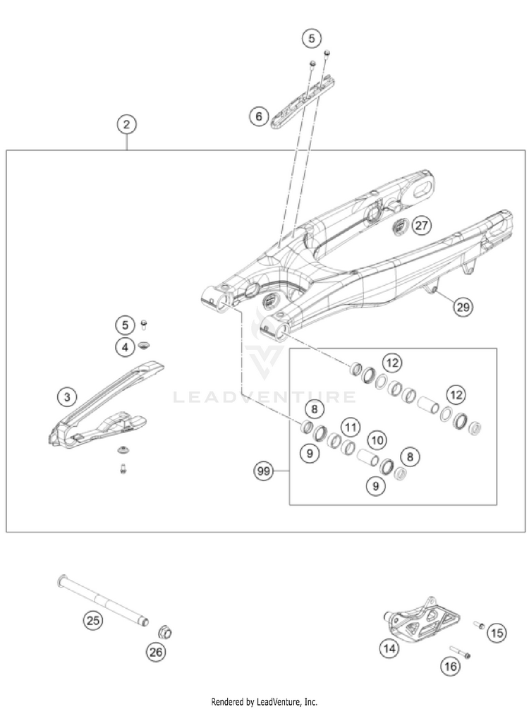 Swing Arm 450 SX-F CHASSIS - 2024 Schematic
