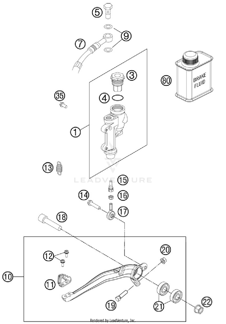 Rear Brake Control 250 XC Chassis - 2012 Schematic