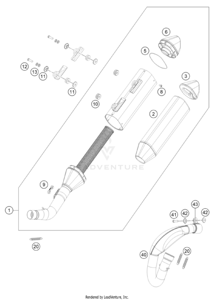 Exhaust System 250 SX-F Chassis - 2022 Schematic