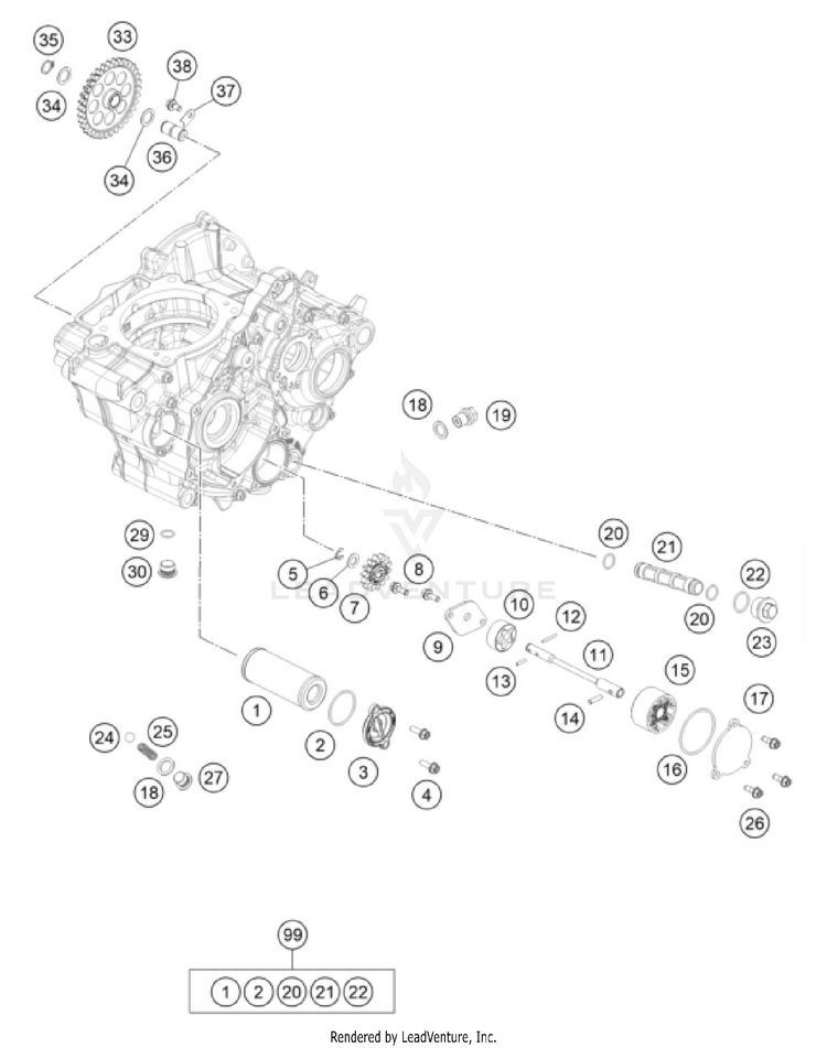 Lubricating System 250 SX-F ENGINE - 2025 Schematic