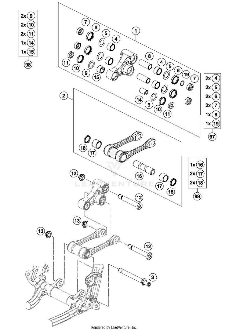Pro Lever Linking 250 SX-F CHASSIS - 2019 Schematic