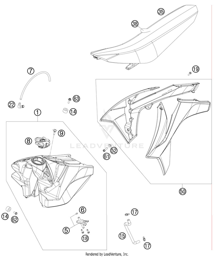 Tank, Seat, Cover 150 SX Chassis - 2011 Schematic
