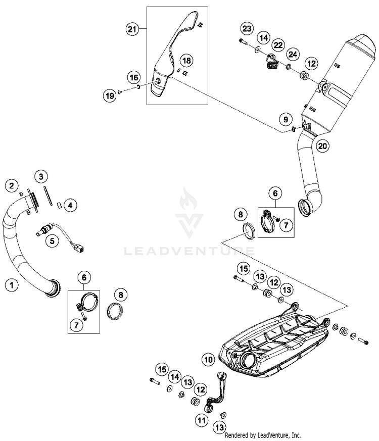 Exhaust System 690 DUKE WHITE CHASSIS - 2017 Schematic
