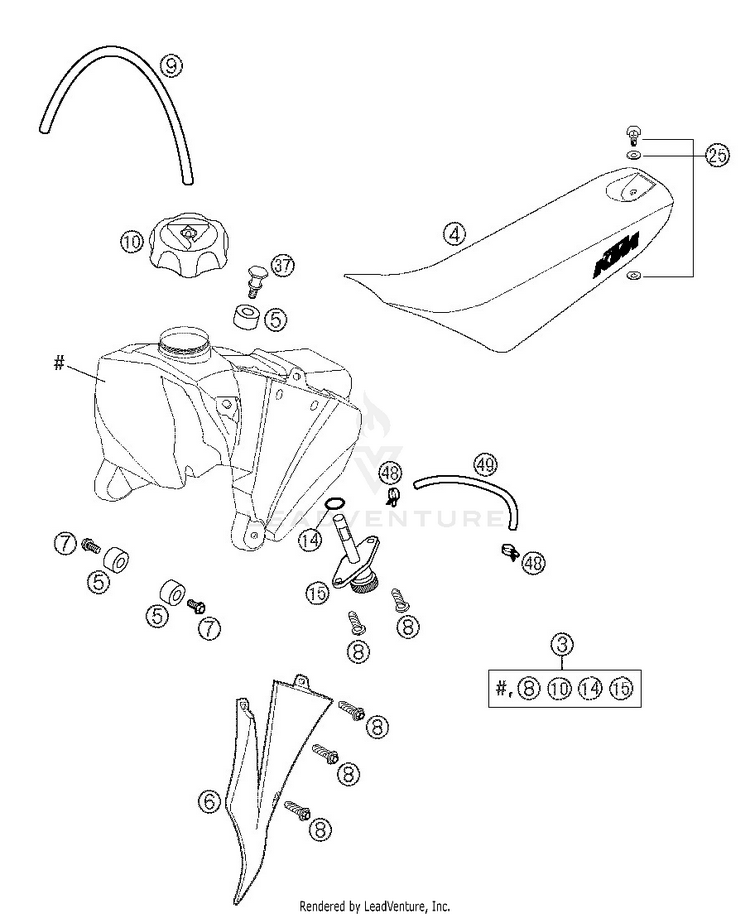 Tank, Seat, Cover Schematic
