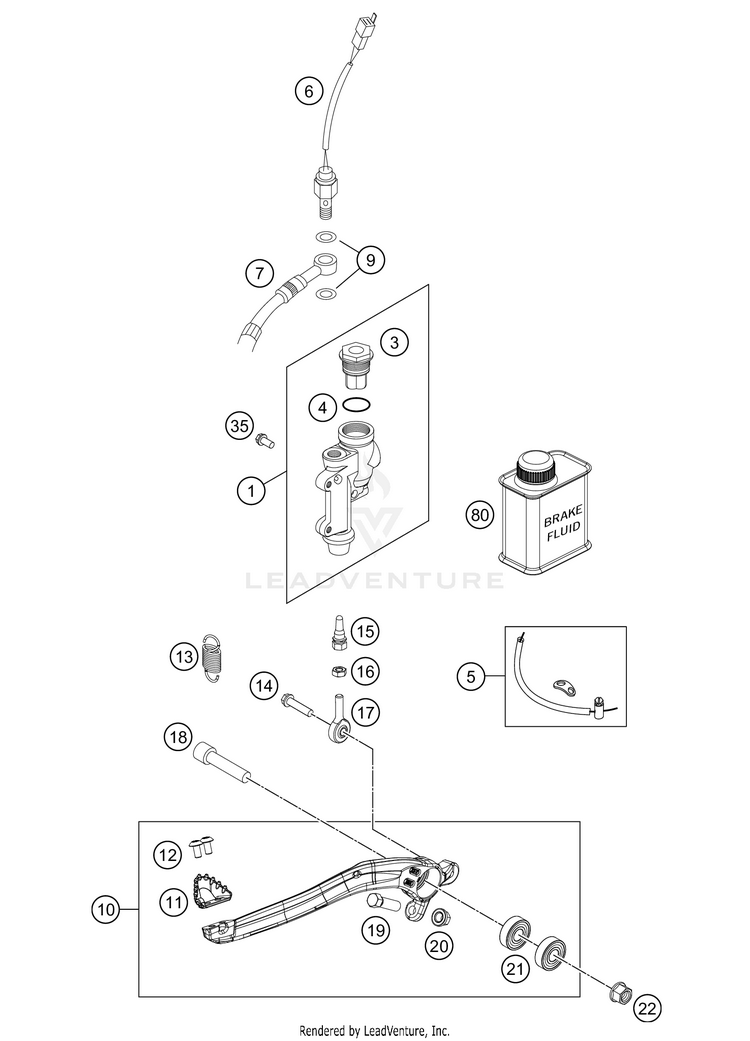 Rear Brake Control 500 EXC-F SIX DAYS Chassis - 2021 Schematic