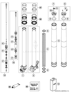 Front Fork Disassembled Schematic