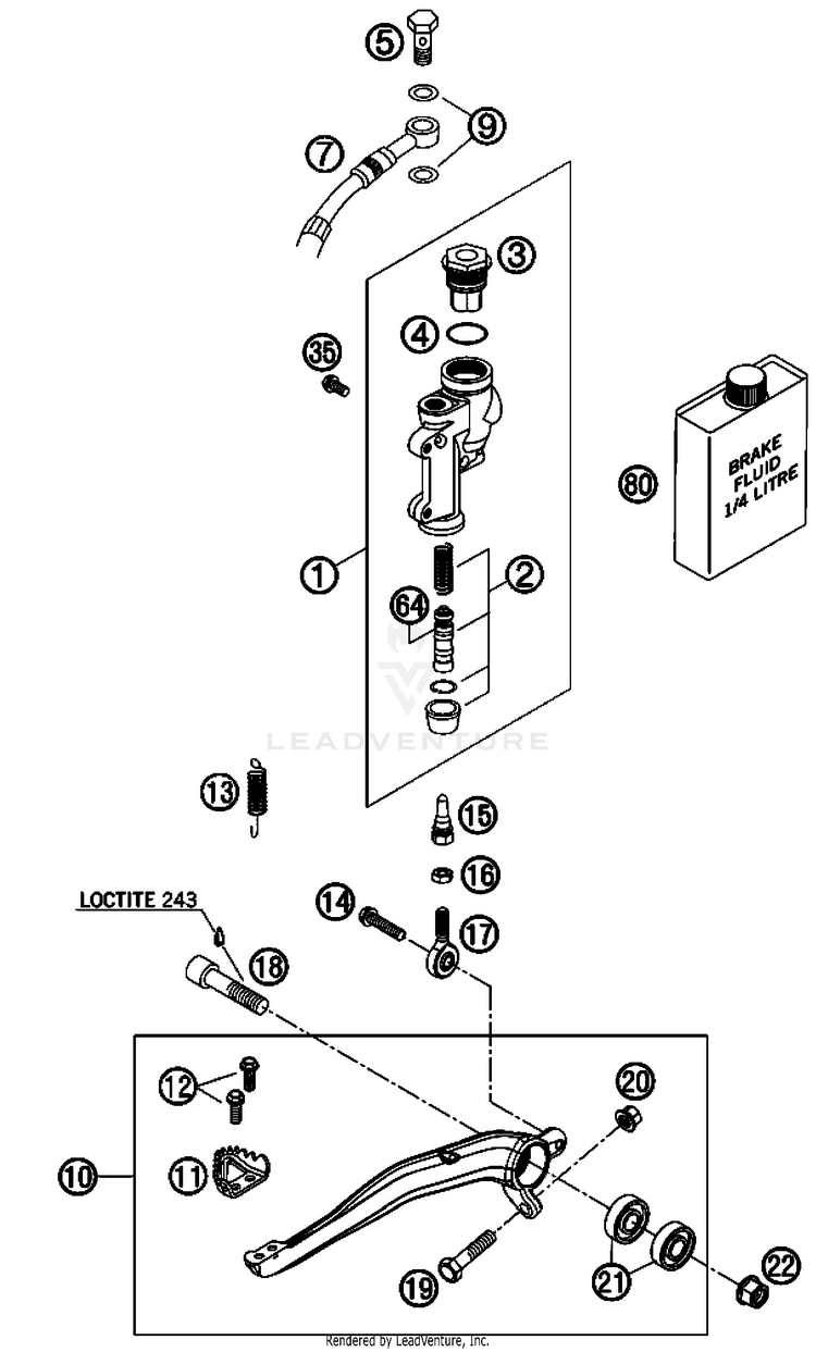 Rear Brake Control 505 SX-F Chassis - 2008 Schematic