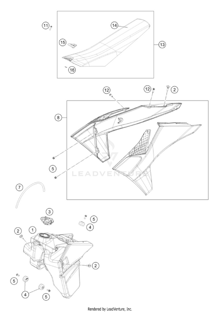 Tank, Seat 500 EXC-F CHASSIS - 2026 Schematic
