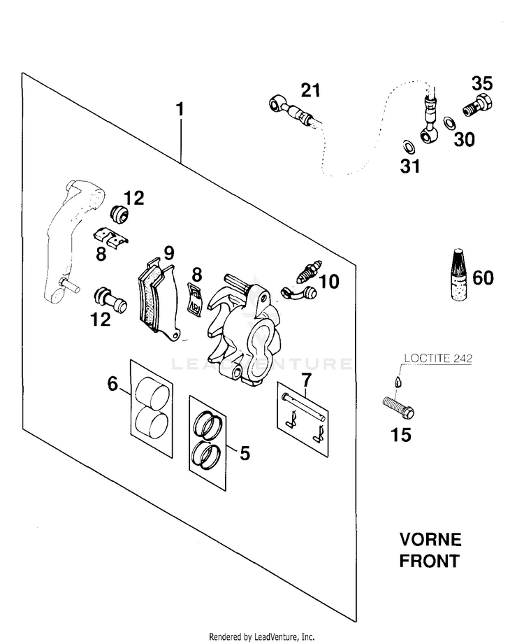 Brake Caliper Front 250 EXC Chassis - 2000 Schematic