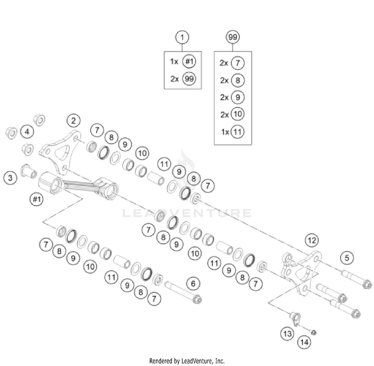 Pro Lever Linking 1390 SUPER DUKE R EVO, black CHASSIS - 2024 Schematic