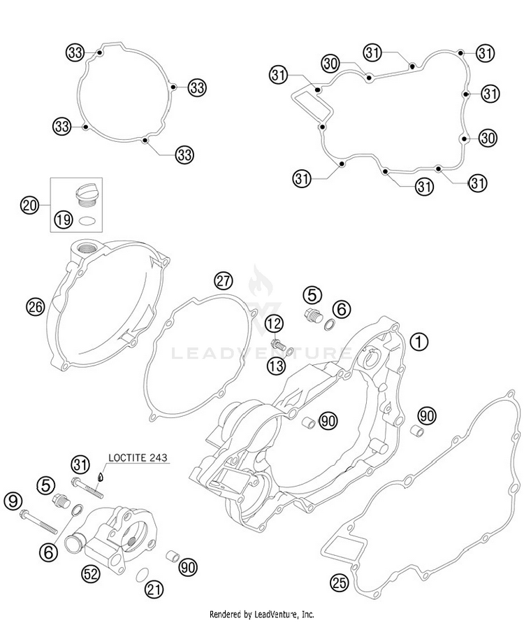 Clutch Cover 125 SX Engine - 2012 Schematic