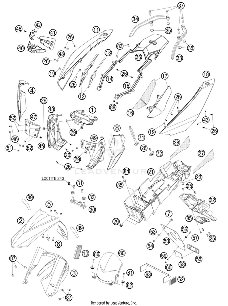 Mask, Fenders 990 Supermoto R Chassis - 2010 Schematic