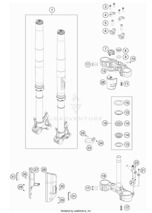 Front Fork, Triple Clamp Schematic