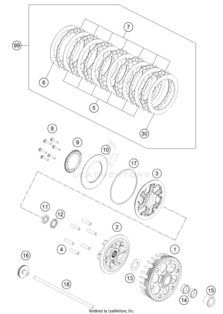 Clutch 350 SX-F ENGINE - 2025 Schematic