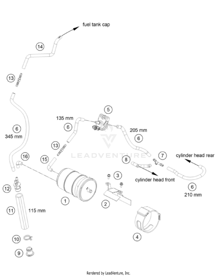 Evaporative Canister 1290 SUPER ADVENTURE S, orange CHASSIS - 2023 Schematic