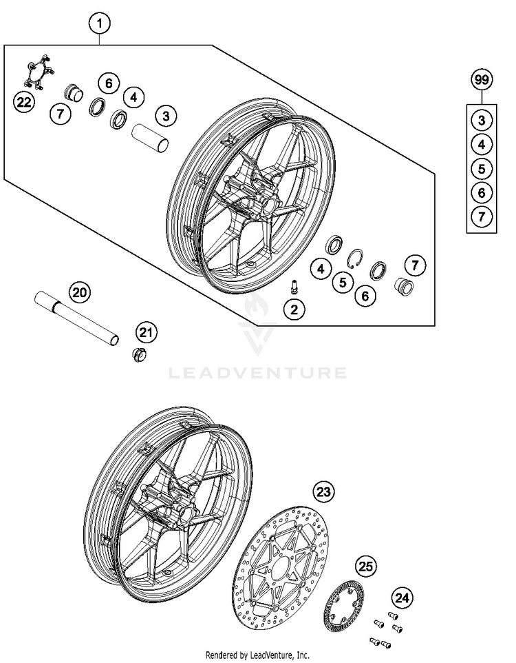 Front Wheel 690 DUKE ORANGE CHASSIS - 2017 Schematic