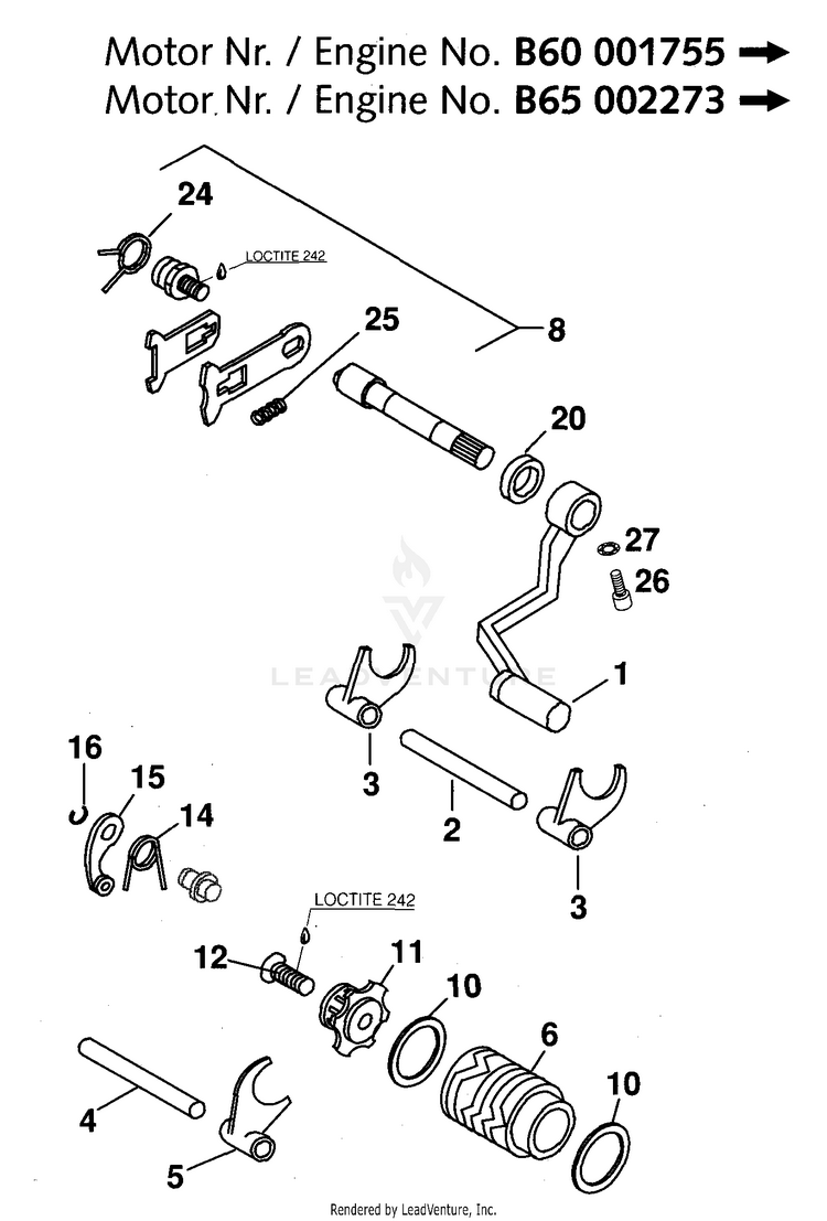 Shifting Mechanism #1 65 SX Engine - 2000 Schematic