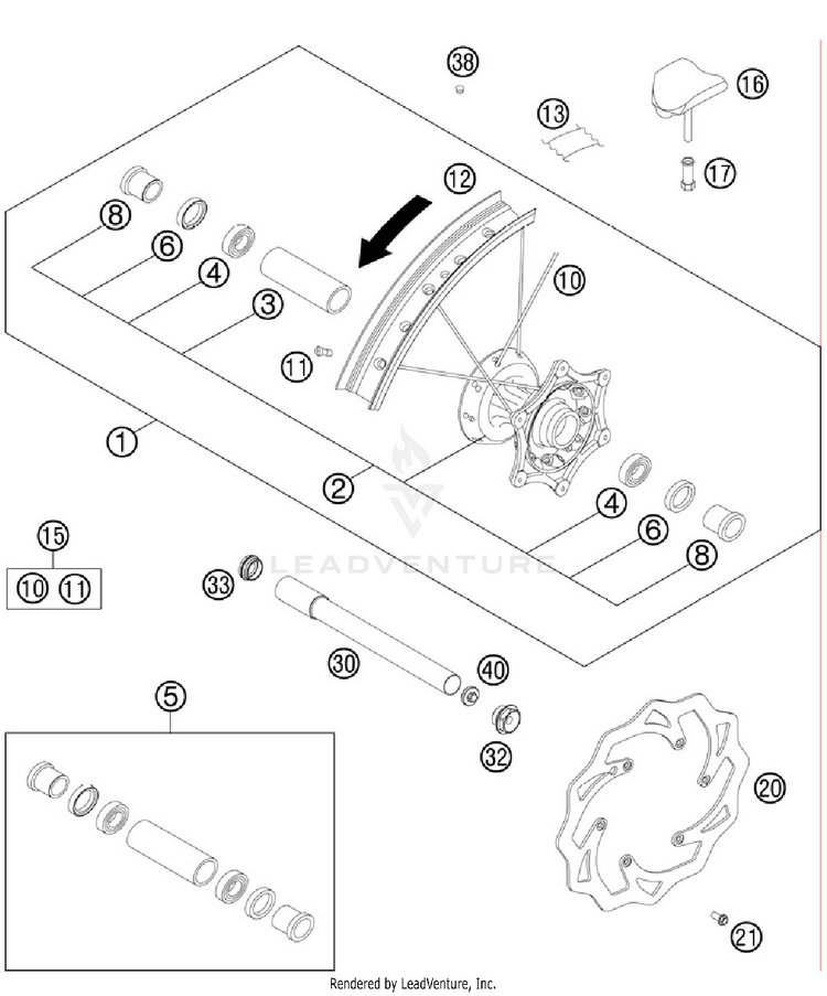 Front Wheel 500 EXC Chassis - 2012 Schematic