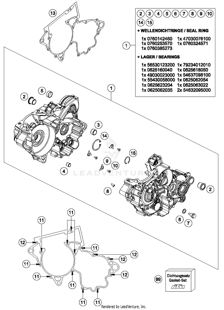 Engine Case 250 SX ENGINE - 2017 Schematic