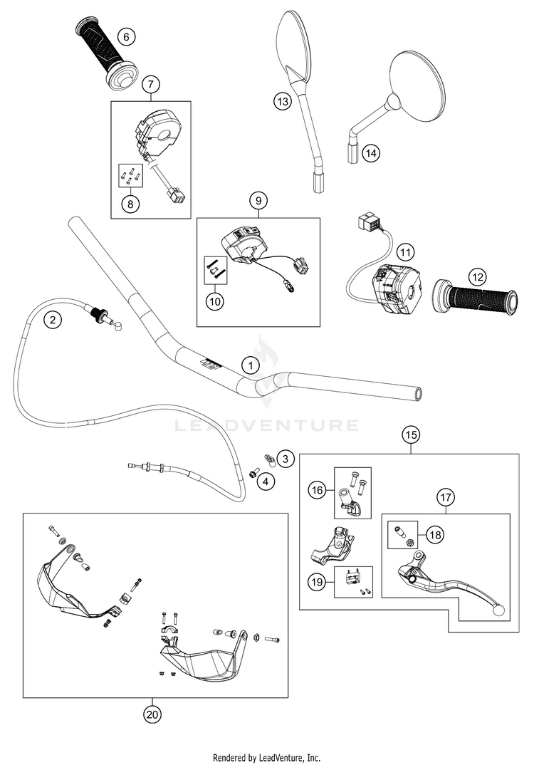 Handlebar, Controls 890 ADV R RALLY Chassis - 2021 Schematic