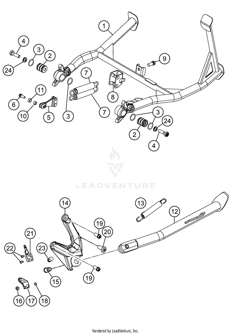 Side / Center Stand 1290 SUPER ADVENTURE R CHASSIS - 2020 Schematic