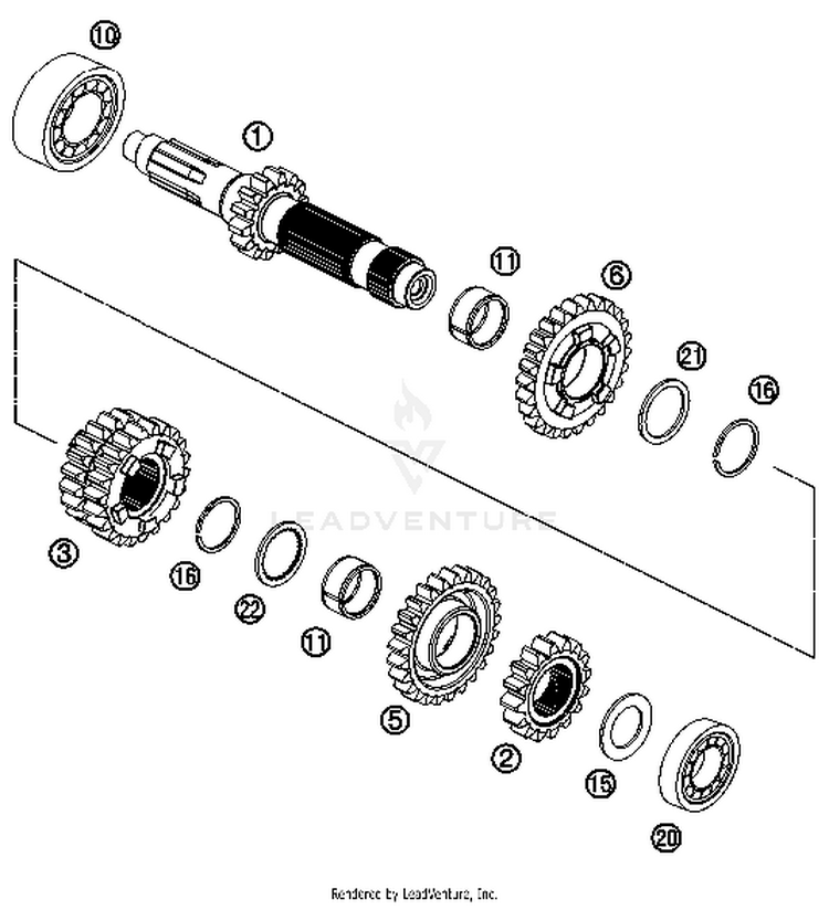 Transmission I - Main Shaft 300 XC Engine - 2014 Schematic