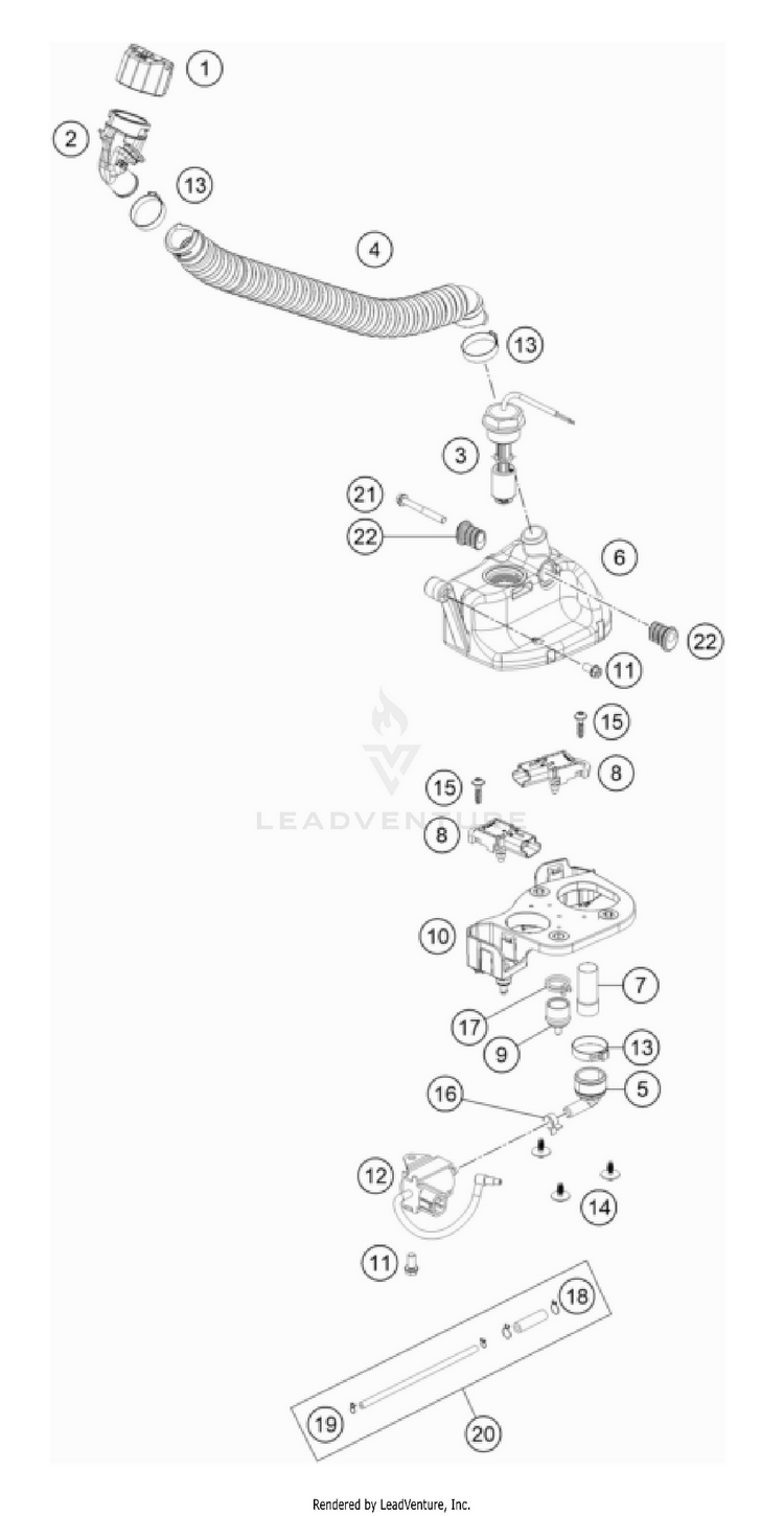 Lubricating System 250 XC TPI Engine - 2022 Schematic