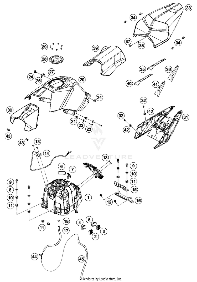 Tank, Seat, Covers RC 390 CUP USA Chassis - 2015 Schematic