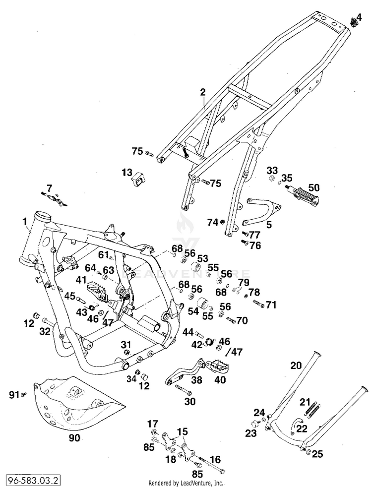 Frame, Sub Frame 620 RXC Chassis - 1996 Schematic
