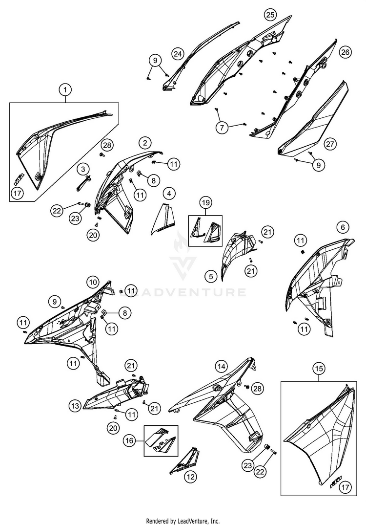 Side Trim 1290 SUPER ADVENTURE S ORANGE CHASSIS - 2020 Schematic