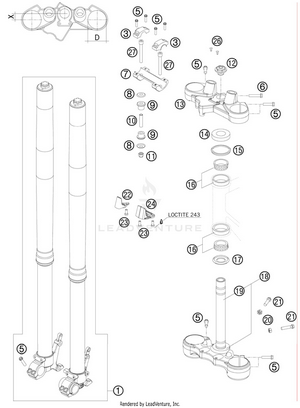 Front Fork, Triple Clamp Schematic