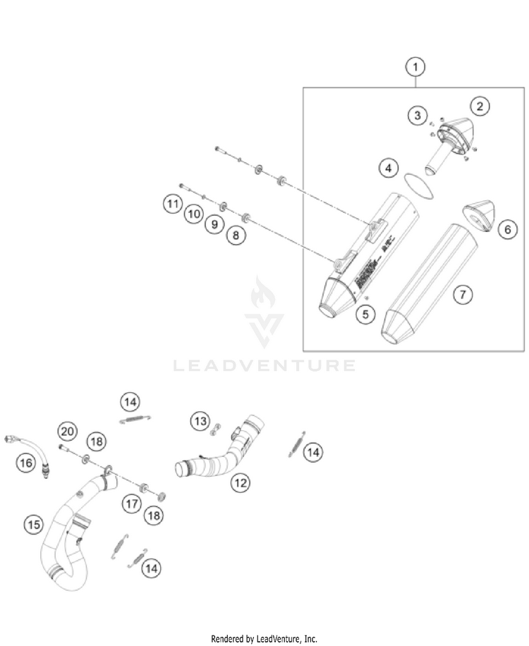 Exhaust System 500 EXC-F CHASSIS - 2025 Schematic