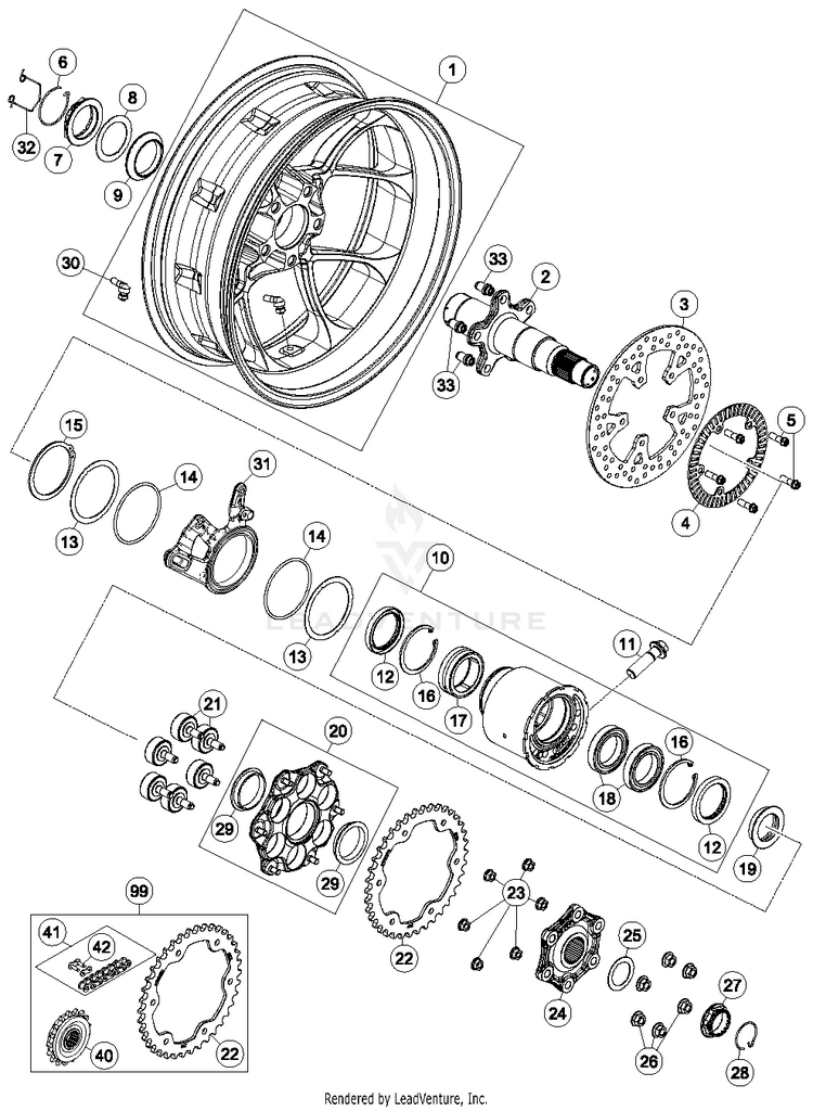 Rear Wheel 1290 SUPERDUKE R BLACK Chassis - 2015 Schematic