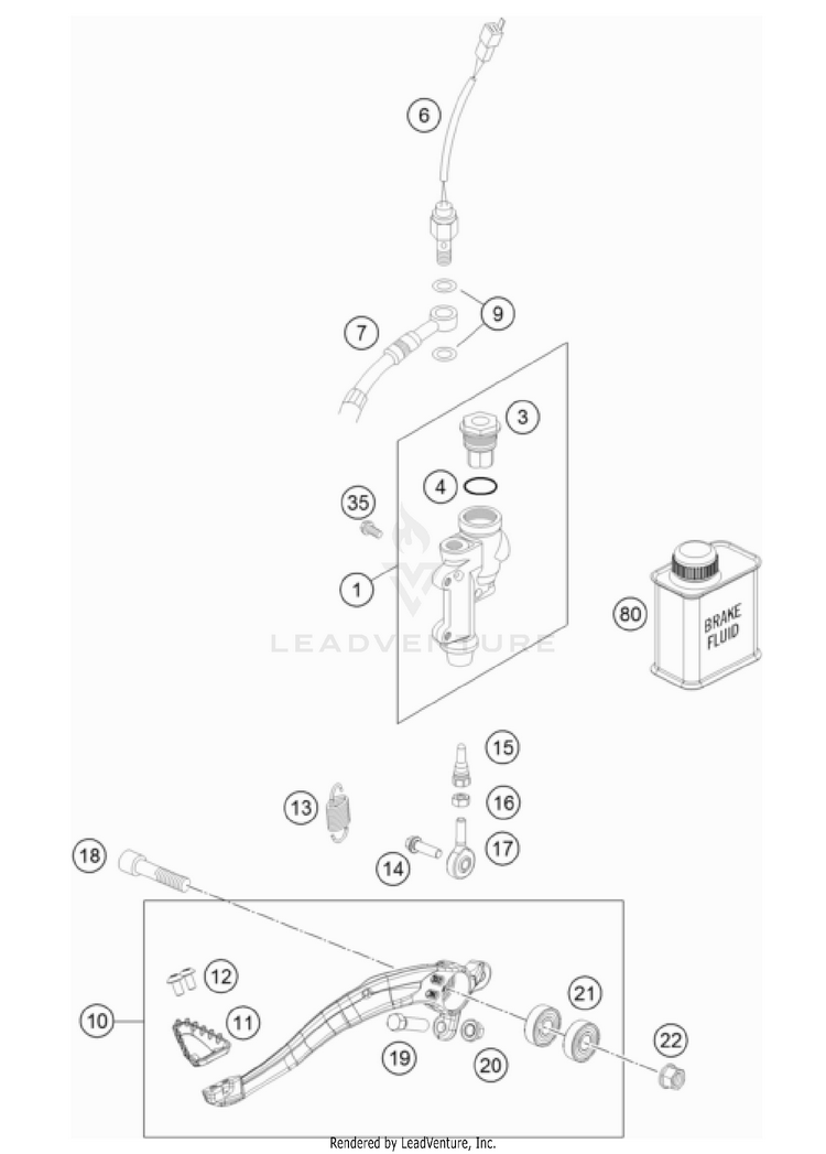 Rear Brake Control 500 EXC-F US CHASSIS - 2022 Schematic