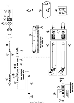 Front Fork Disassembled Schematic