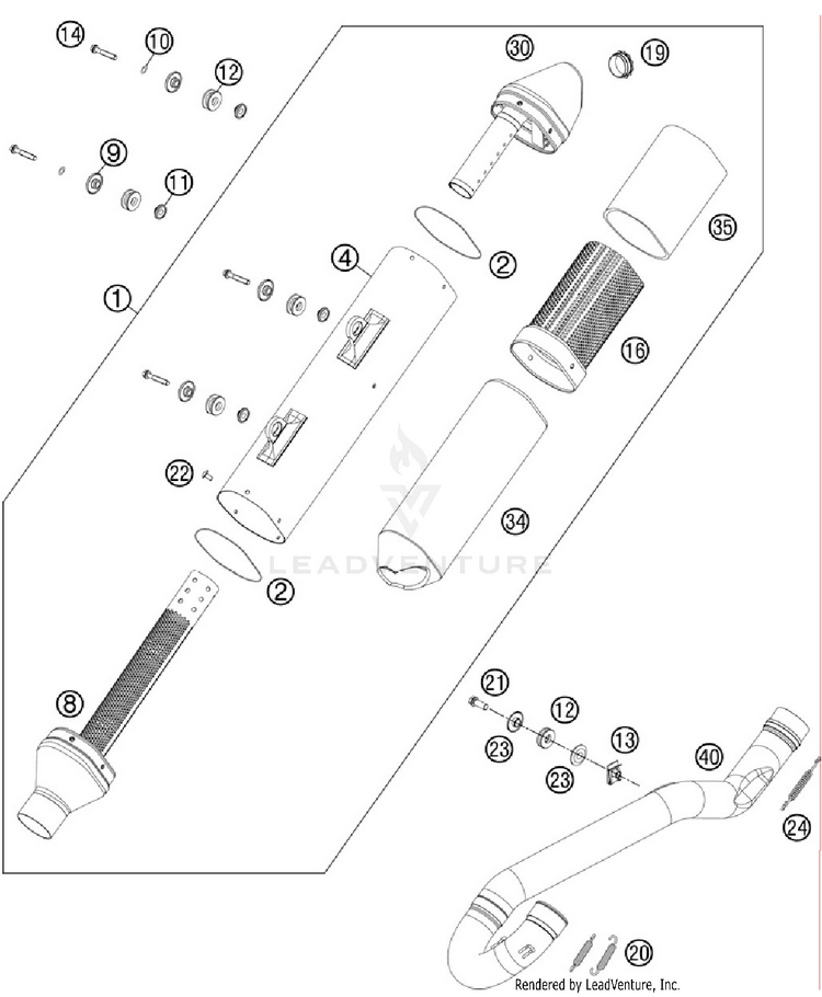 Exhaust System 500 EXC Chassis - 2012 Schematic