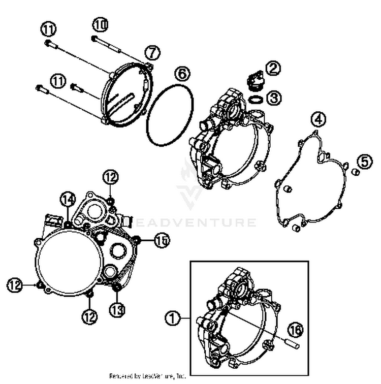 Clutch Cover 50 SX Mini Engine - 2014 Schematic