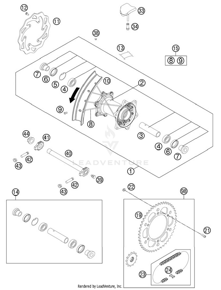 Rear Wheel 125 SX Chassis - 2012 Schematic