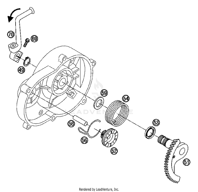 Kickstarter 50 SX Engine - 2007 Schematic