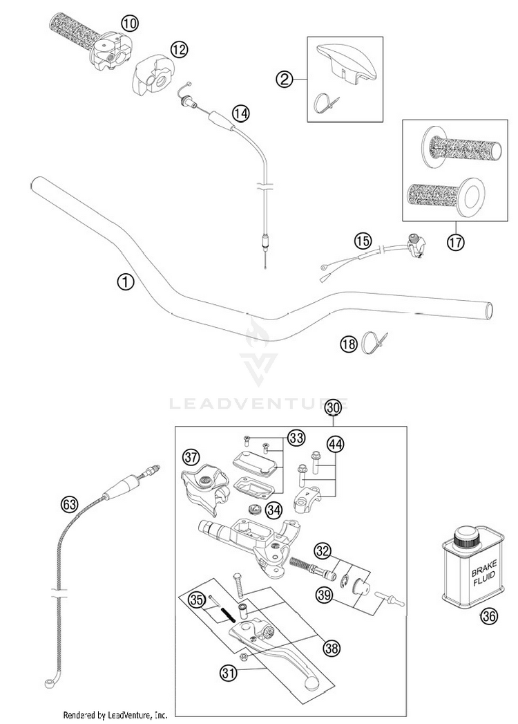 Handlebar, Controls 250 SX Chassis - 2012 Schematic