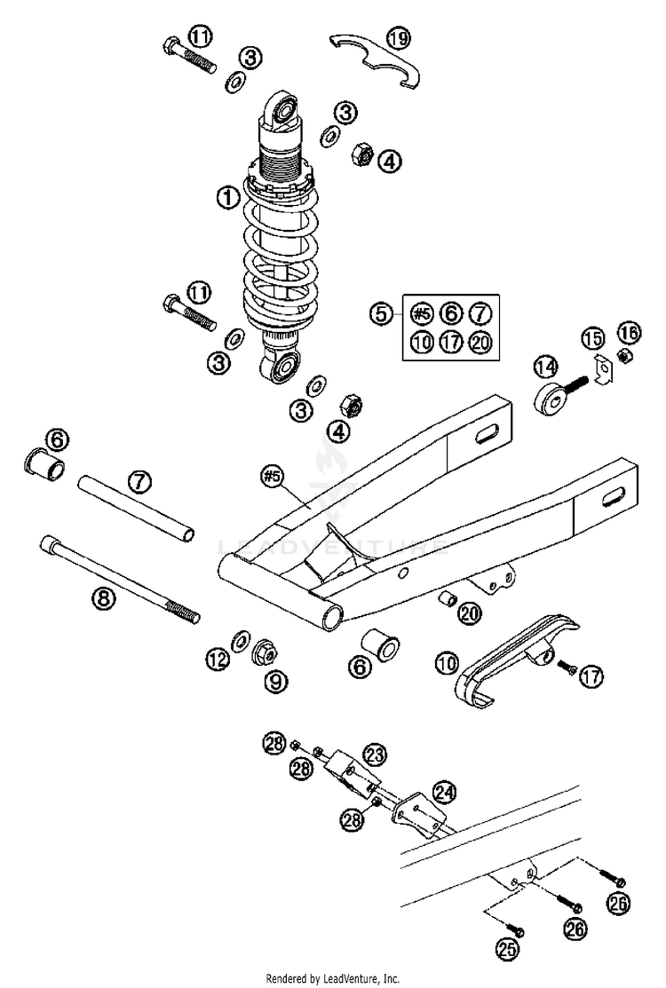 Swingarm, Monoshock 50 SX Junior Chassis - 2007 Schematic