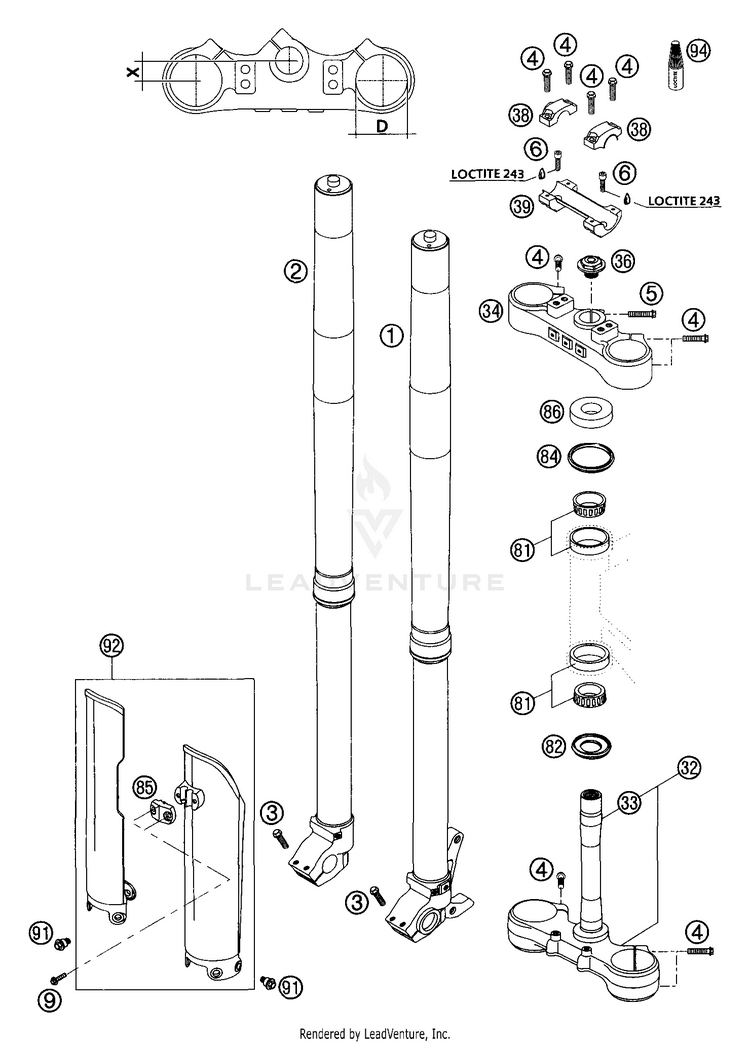 Front Fork Wp Usd 48 300 MXC Chassis - 2004 Schematic