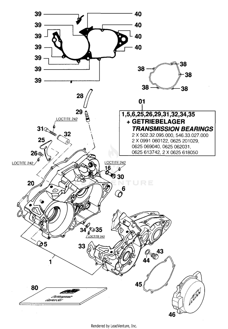 Engine Case 250 EXC Engine - 2000 Schematic