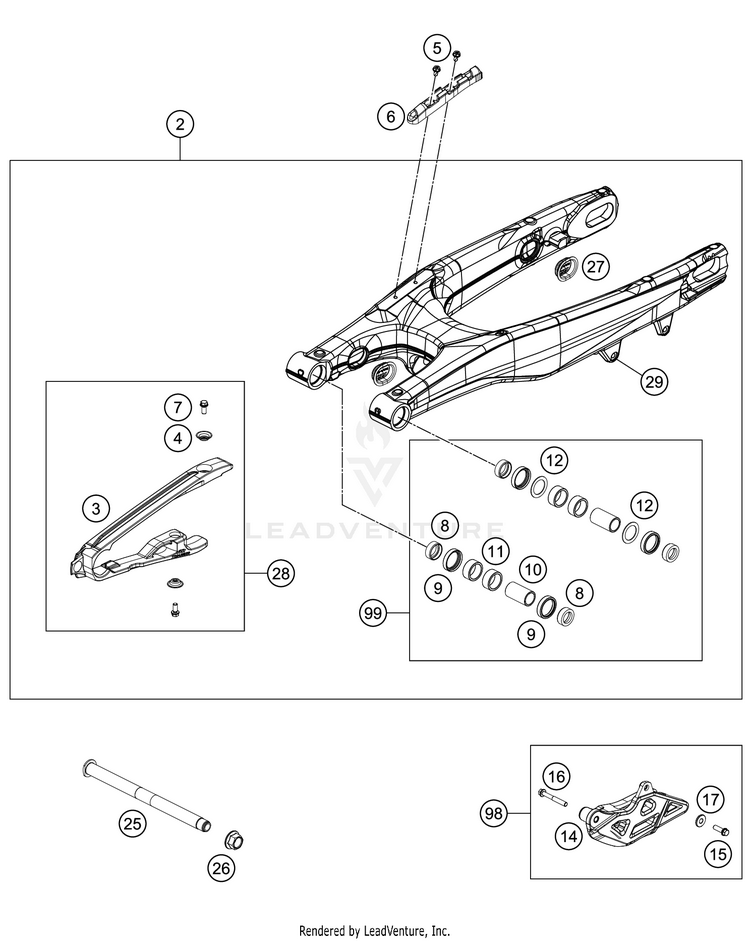 Swing Arm 350 SX-F Chassis - 2021 Schematic