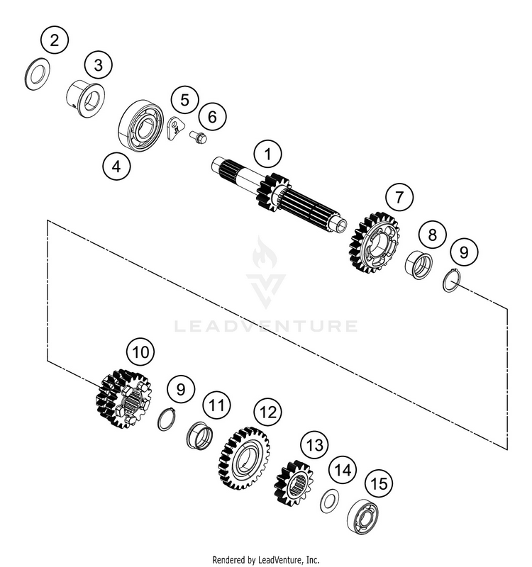 Transmission I - Main Shaft 390 RC WHITE ABS Engine - 2016 Schematic