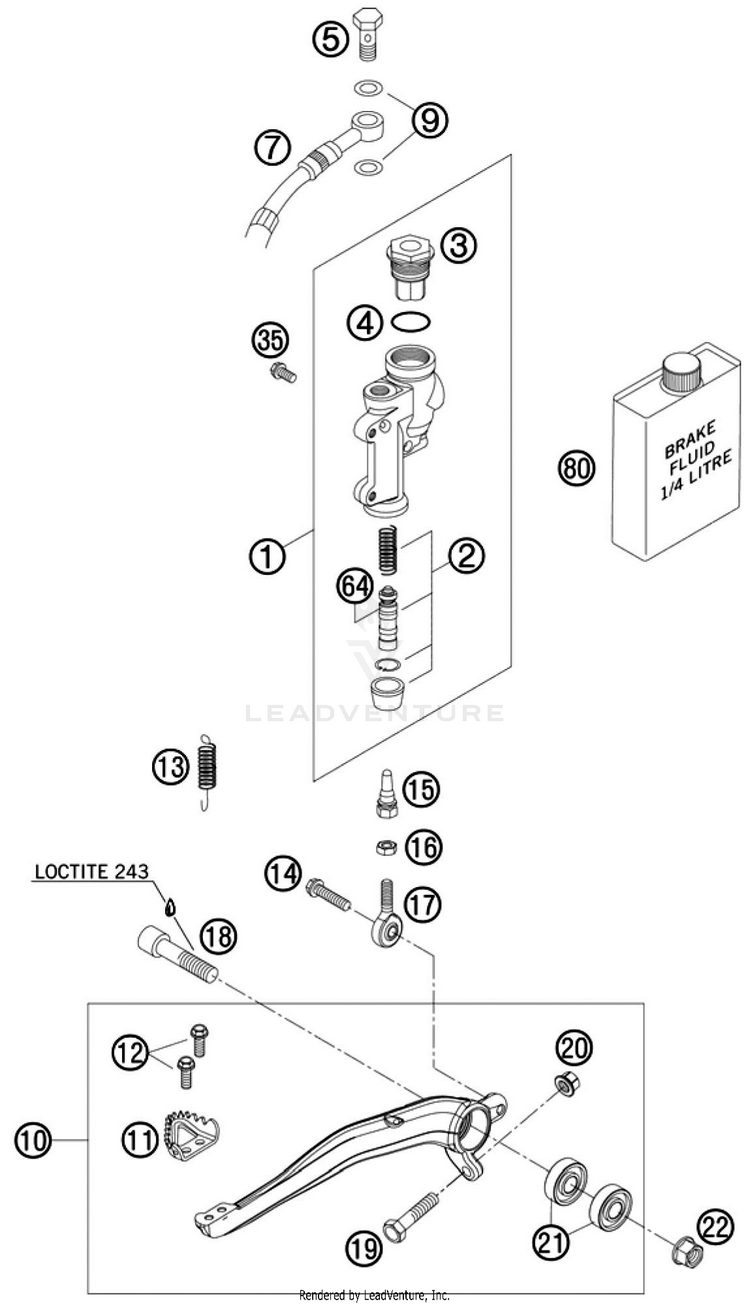 Rear Brake Control 250 SX-F Chassis - 2010 Schematic