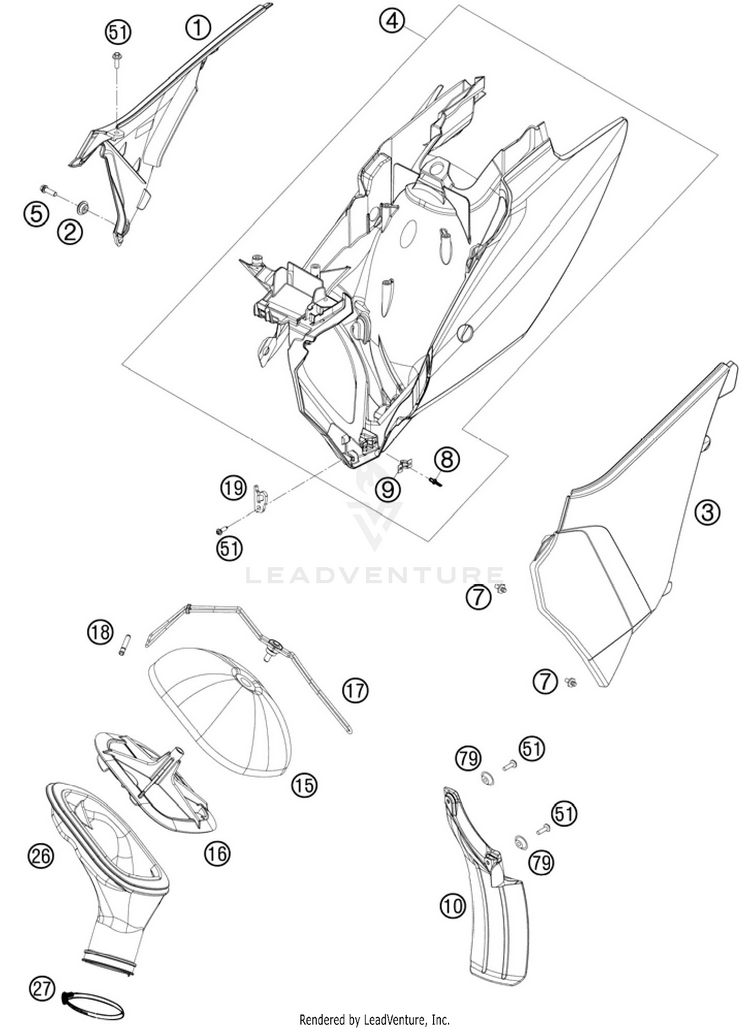 Air Filter 250 SX Chassis - 2011 Schematic
