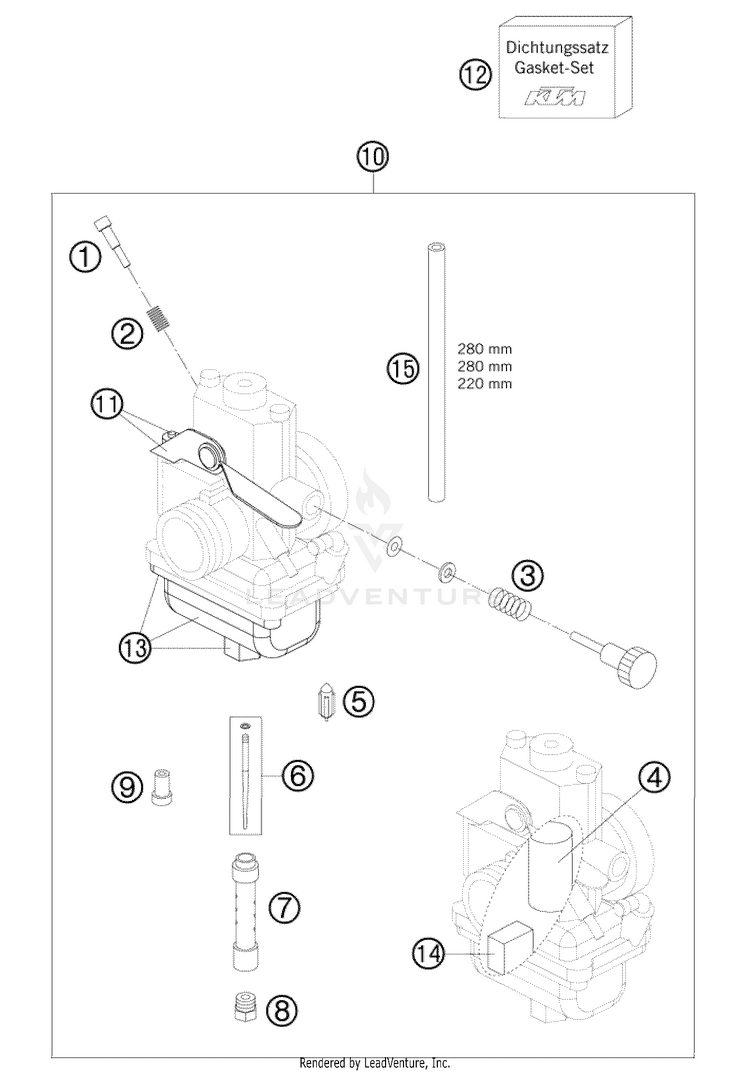 Carburetor 65 XC Engine - 2009 Schematic
