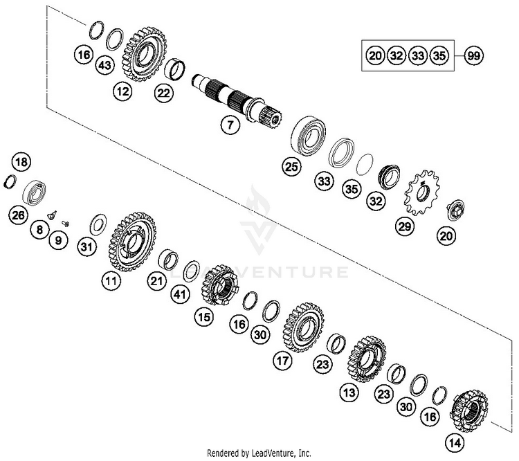 Transmission Ii - Countershaft 350 EXC-F ENGINE - 2019 Schematic