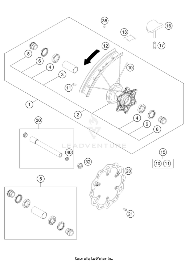 Front Wheel 250 SX-F Chassis - 2022 Schematic